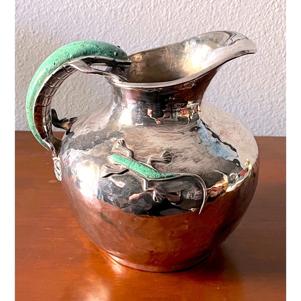 🦎✨Emilia Castillo *SIGNED* Sterling Silver & Malachite Stone Water Pitcher🦎✨